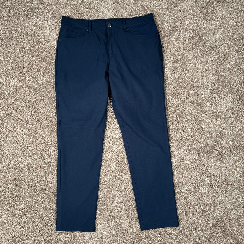 Lululemon ABC Classic Fit Warpstreme Pants 34x31 Blue Performance Chino M5ADES